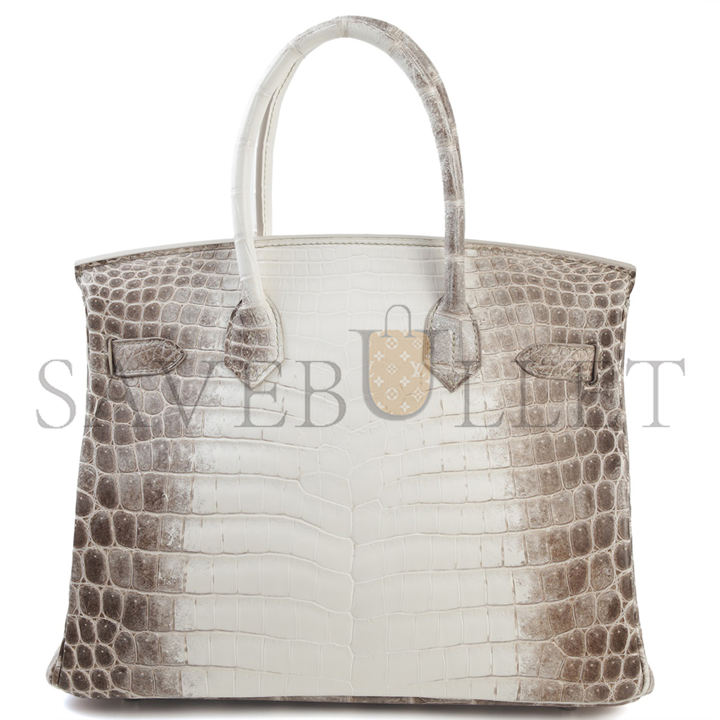 H**mes master birkin 25 crocodile leather himalayan crocodile leather silver buckle h041354cko8 (25*20*13cm)